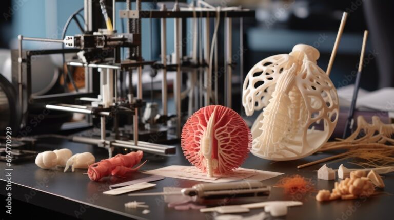 3D printed medical printer. Modern technologies in medicine and science. Printing human organs for operations and implantation. The concept of medicine development.